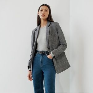 Everlane Italian Wool Oversized Blazer in Glen Plaid Size 0
